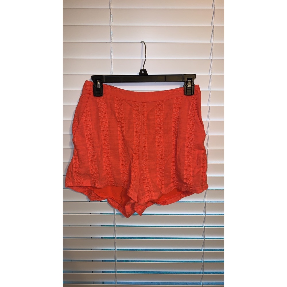 Orange linen shorts